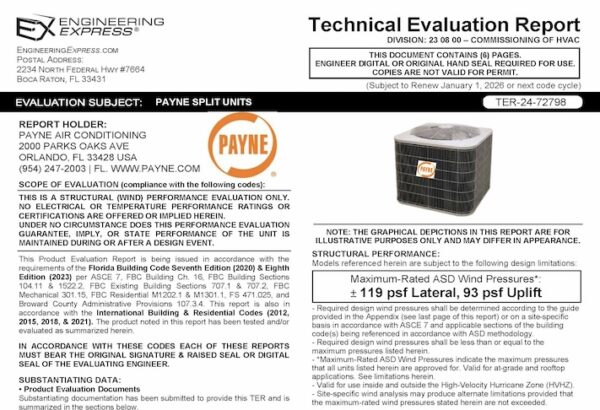 Payne: Split System Units Technical Evaluation Report 2023 Update