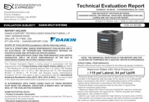 DAIKIN: A/C Split System Units Technical Evaluation Report 2023 Update