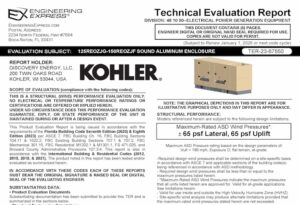 Kohler Power Systems: 125REOZJG-150REOZJF Sound Aluminum Enclosure Technical Evaluation Report 2023 Update