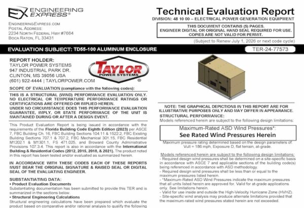 TPS: TD 55-100 Aluminum Enclosure Technical Evaluation Report 2023 Update