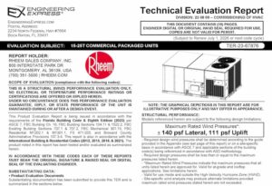 Rheem: 15-25T Commercial Packaged Units Technical Evaluation Report