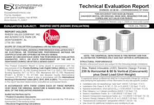 Rheem: RMHPHD Units (Seismic Evaluation)