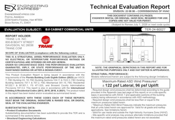 American Standard: B.0 Cabine Commercial Units Technical Evaluation Report