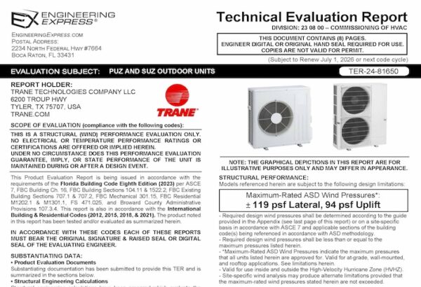 Trane: PUZ and SUZ Outdoor Units Technical Evaluation Report